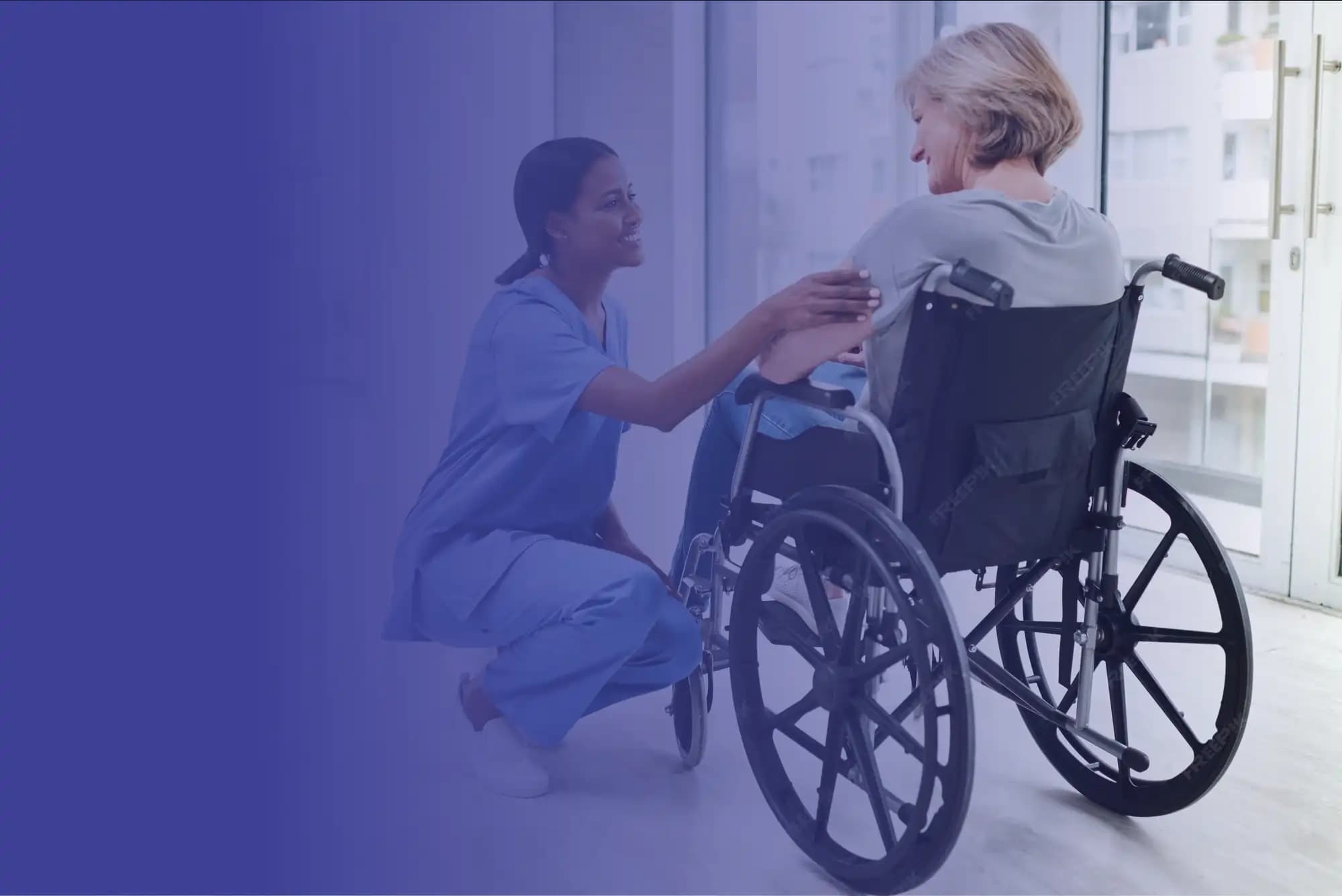 Nurse supporting a participant in a wheelchair
